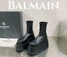 Женские кожаные сапоги на платформе Balmain 2023 черные