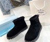 Женские замшевые угги Prada 2023 черные