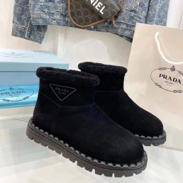 Женские замшевые угги Prada 2023 черные