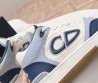 Мужские кожаные кроссовки Christian Dior 2023 белые с голубым