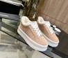 Женские замшевые кроссовки Chanel 2023 бежевые с мехом
