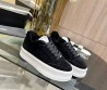 Женские замшевые кроссовки Chanel 2023 черные с мехом