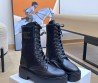 Женские кожаные ботинки Celine 2023 черные с трикотажной вставкой