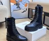 Женские кожаные ботинки Celine 2023 черные с трикотажной вставкой
