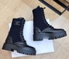 Женские кожаные ботинки Celine 2023 черные с трикотажной вставкой