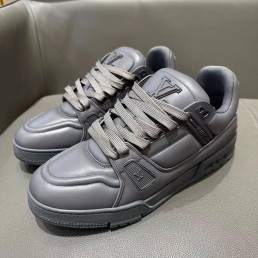 Мужские кожаные кроссовки Louis Vuitton 2023 серые