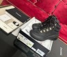 Женские комбинированные ботинки Chanel 2023 черные на шнурках
