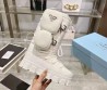 Женские текстильные луноходы Prada 2023 с накладными карманами белые