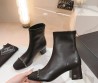 Женские кожаные сапоги Chanel 2024 черные с матовым носком