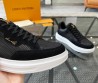 Мужские комбинированные кроссовки Louis Vuitton 2023 черные с белой подошвой