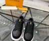 Мужские комбинированные кроссовки Louis Vuitton 2023 черные с белой подошвой