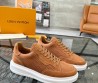 Мужские комбинированные кроссовки Louis Vuitton 2023 коричневые с белой подошвой