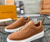 Мужские комбинированные кроссовки Louis Vuitton 2023 коричневые с белой подошвой