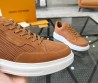 Мужские комбинированные кроссовки Louis Vuitton 2023 коричневые с белой подошвой