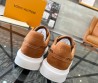 Мужские комбинированные кроссовки Louis Vuitton 2023 коричневые с белой подошвой