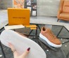 Мужские комбинированные кроссовки Louis Vuitton 2023 коричневые с белой подошвой