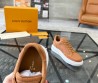 Мужские комбинированные кроссовки Louis Vuitton 2023 коричневые с белой подошвой