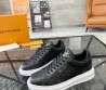 Мужские кожаные кроссовки Louis Vuitton 2023 черные с логотипами