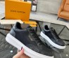 Мужские кожаные кроссовки Louis Vuitton 2023 черные с логотипами