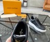 Мужские кожаные кроссовки Louis Vuitton 2023 черные с логотипами