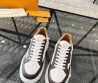 Мужские кожаные кроссовки Louis Vuitton 2023 белые с коричневым