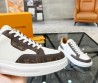 Мужские кожаные кроссовки Louis Vuitton 2023 белые с коричневым