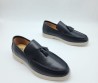 Мужские кожаные лоферы Santoni 2024 черные с кисточками