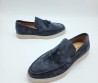 Мужские замшевые лоферы Santoni 2024 синие с кисточками