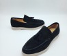 Мужские замшевые лоферы Santoni 2024 черные с кисточками
