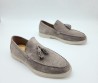 Мужские замшевые лоферы Santoni 2024 серые с кисточками
