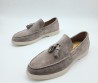 Мужские замшевые лоферы Santoni 2024 серые с кисточками