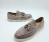 Мужские замшевые лоферы Santoni 2024 серые с кисточками