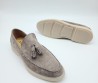 Мужские замшевые лоферы Santoni 2024 серые с кисточками