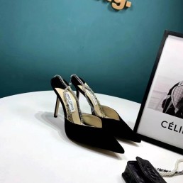 Женские замшевые туфли Jimmy Choo 2023 черные со стразами