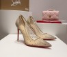 Женские комбинированные туфли Christian Louboutin 2024 сетка со стразами