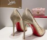 Женские комбинированные туфли Christian Louboutin 2024 сетка со стразами