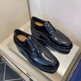 Мужские кожаные туфли Prada 2023 черные с отстрочкой