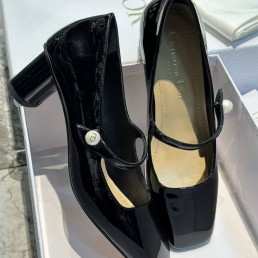 Женские кожаные туфли Christian Dior 2023 черные лакированные