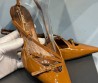 Женские кожаные туфли Miu Miu 2023 коричнево-рыжие лакированные