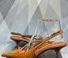 Женские кожаные туфли Miu Miu 2023 коричнево-рыжие лакированные