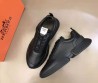 Мужские кожаные кроссовки Hermes 2024 черные