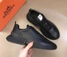 Мужские кожаные кроссовки Hermes 2024 черные