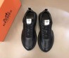 Мужские кожаные кроссовки Hermes 2024 черные