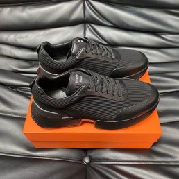 Мужские комбинированные кроссовки Hermes 2024 черные