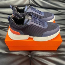 Мужские комбинированные кроссовки Hermes 2024 синие