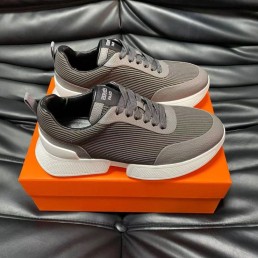 Мужские комбинированные кроссовки Hermes 2024 серые