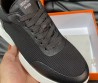 Мужские комбинированные кроссовки Hermes 2024 черные с белой подошвой