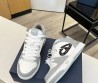 Женские кожаные кроссовки Christian Dior 2024 белые с серым