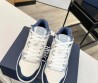 Женские кожаные кроссовки Christian Dior 2024 белые с синим