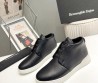 Мужские кожаные высокие кеды Ermenegildo Zegna 2024 черные